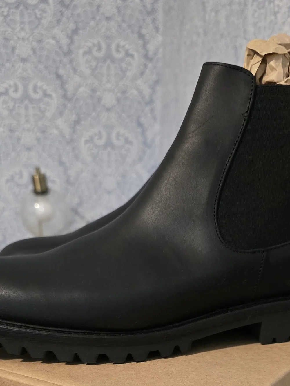 Patina Men's Black Leather Chelsea Boots